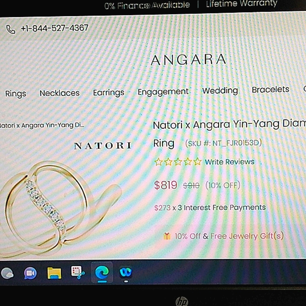 NIB Natori Yin Yang Bypass Ring Sz 8-1/2